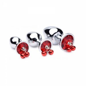 Pack de 3 Plugs Anaux Bijou avec Clochettes Rouges - Élégance et Plaisir