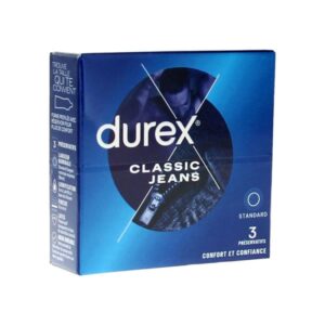 Durex Classic Jeans - Boîte de 3 Préservatifs Confortables et Fiables
