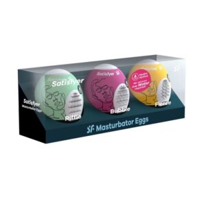 Masturbateur Oeuf Satisfyer Eggcited - Pack de 3 Riffle, Bubble et Fierce pour Plaisir Intense