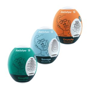 Masturbateur Oeuf Satisfyer Eggcited - Pack de 3 Naughty, Savage & Crunchy pour Plaisir Intense